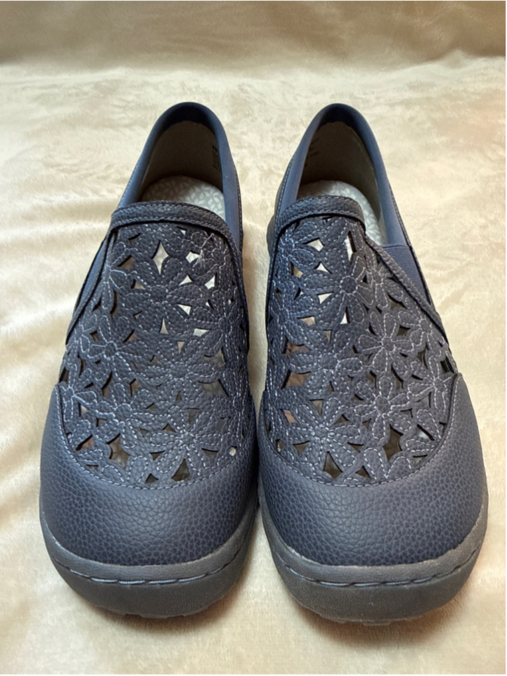 Women's JBU by Jambu Wildflower Moc Flats Size 8 Wide Blue with Memory Foam